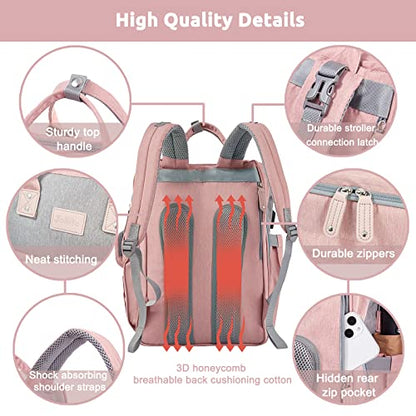 JOLLITO Diaper Bag Backpack with Changing Station, Baby Registry Search - color: Pink
