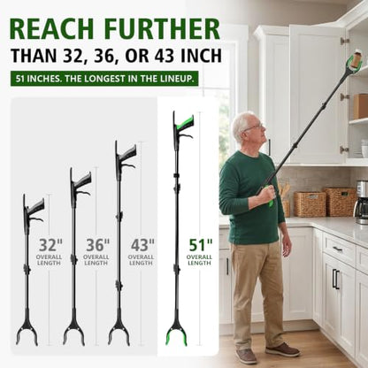 Extra Long Grabber Reacher Tool 51 Inch, Grabbers for Seniors - size: Extra Long 51"