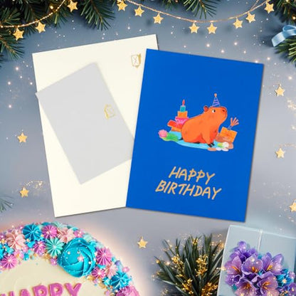 Capybara Pop Up Card, Pop Up Birthday Card, Anniversary, Friendship. - style: Capybara Birthday