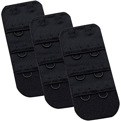 Wingslove Womens Bra Extender Bra Band Breathing room 3pcs-Pack Multi-size - color: Black, 2 Hook 3/8 Inch
