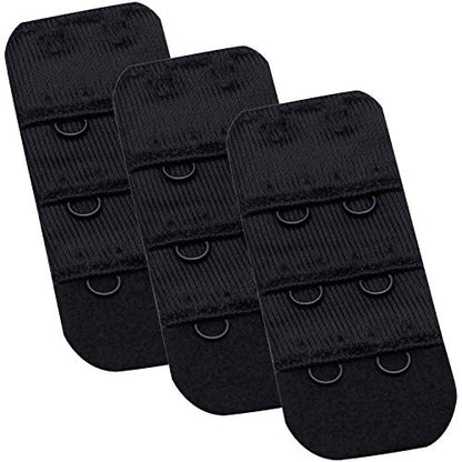 Wingslove Womens Bra Extender Bra Band Breathing room 3pcs-Pack Multi-size - color: Black, 2 Hook 3/8 Inch