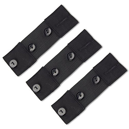 Self-Adjusting Button Waistband Stretch Extender (Small Adds 5-7", 3-Pack, Black) - color: 3-pk, size: Small Adds 5-7"