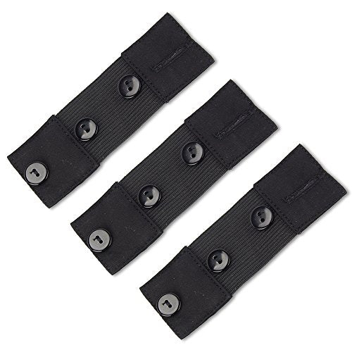 Self-Adjusting Button Waistband Stretch Extender (Small Adds 5-7", 3-Pack, Black) - color: 3-pk, size: Small Adds 5-7"