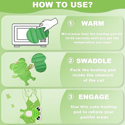 Microwave Heating Pad for Period Cramps Pain Relief, 16"×12" Plush, Frog - size: Frog