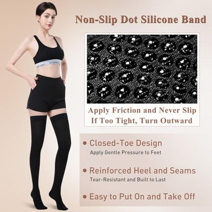 Medical Compression Stockings, 20-30 mmHg Thigh High Support Socks - color: Black, size: 4X-Large
