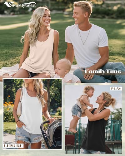 4 Pack Women's Nursing Tank Tops - color: Black, White, Coffee, Cream, size: X-Large