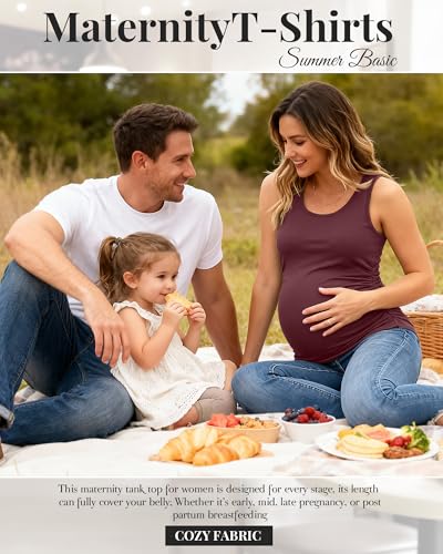 Ficerd 4 Pcs Womens Maternity Sleeveless Tank Tops - color: Black, Navy Blue, Wine Red, White, size: Medium