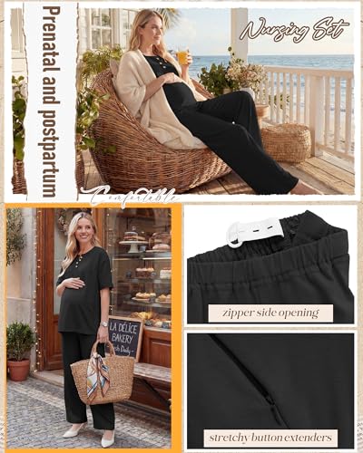Women Maternity Nursing Set - color: Black, size: Medium