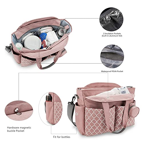 Diaper Bag Tote Large Baby Changing Bag with Changing Station - color: Pink