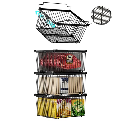 Large Freezer Organizer Bins for 5 to 9 Cu.Ft,Leak-Proof Bottom，4Pack - color: Black--4Pack