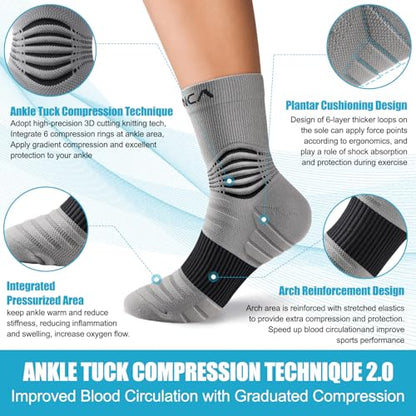 NEENCA Professional Compression Socks for Women Men Circulation, 20-30 mmHg - color: Gray Black, size: Small