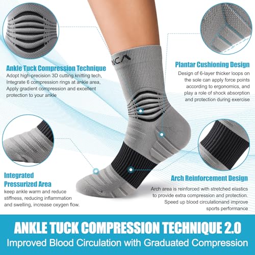 NEENCA Professional Compression Socks for Women Men Circulation, 20-30 mmHg - color: Gray Black, size: Large