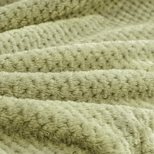 BEDELITE Travel Blanket with Bag, Jacquard Fleece Blanket 65"x40", Sage - color: Sage Green