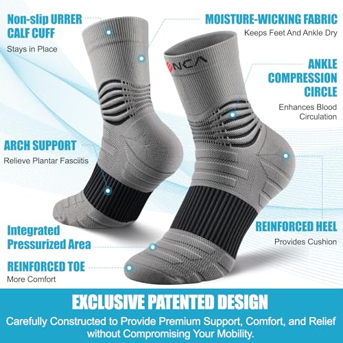 NEENCA Professional Compression Socks for Women Men Circulation, 20-30 mmHg - color: Gray Black, size: Small