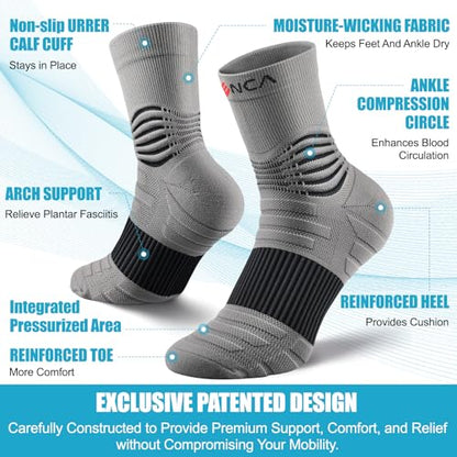 NEENCA Professional Compression Socks for Women Men Circulation, 20-30 mmHg - color: Gray Black, size: Small