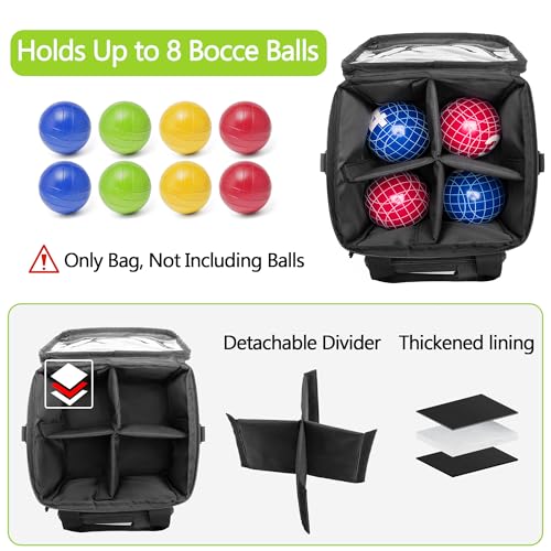 DSLEAF Bocce Ball Carry Bag for 8 Balls, Bocce Ball Storage Bag, Bag Only