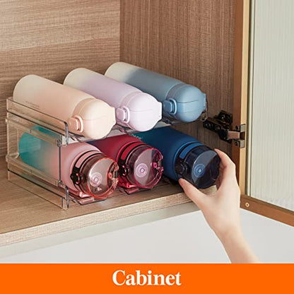 Lifewit Stackable Water Bottle Organizer for Cabinet, Clear Tumbler Holder - size: 2 Tier-6 Bottle