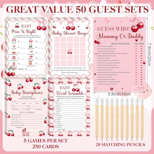 Patelai 321 Pcs Baby Shower Games Supplies, Cherry - style: Cherry