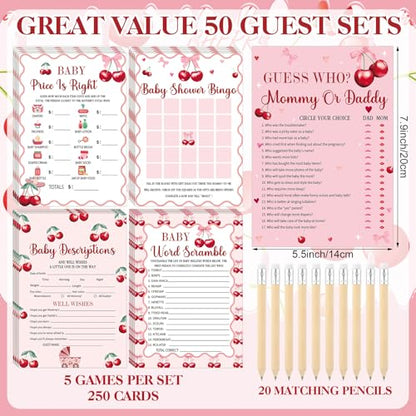 Patelai 321 Pcs Baby Shower Games Supplies, Cherry - style: Cherry