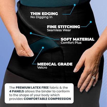 QORE LOGIQ Plus Size Abdominal Binder Post Surgery (Black, XXXX-Large, 12") - color: Black, size: XXXX-Large