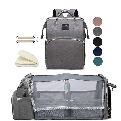 houscly Diaper Bag Backpack with Changing Station, 25L Large Capacity - color: Grey