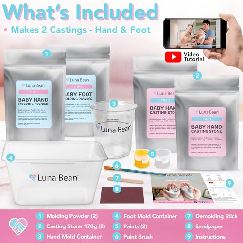 Luna Bean Baby Casting Kit - Hand & Foot Keepsake Mold, 2pc, New Mom Gift - style: 2 Castings Kit