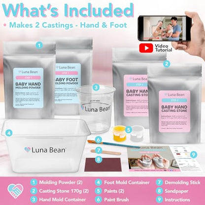 Luna Bean Baby Casting Kit - Hand & Foot Keepsake Mold, 2pc, New Mom Gift - style: 2 Castings Kit