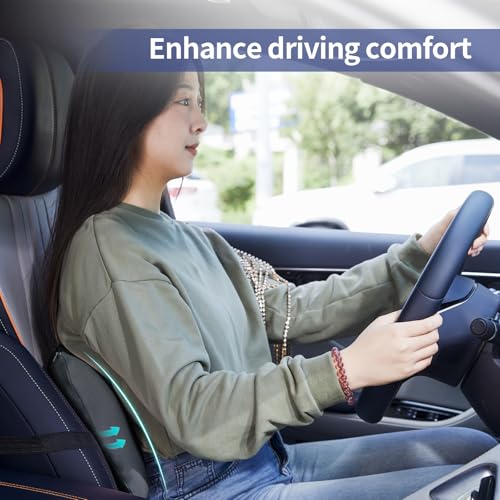 Cooling Lumbar Support Pillow for Office Chair,Memory Foam Car Back Cushion - color: Gray Cooling