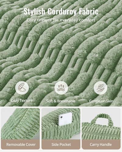 Blissful Diary Reading Pillow for Bed, Back Pillow Sitting Up, Sage Green - color: Textured Sage Green, size: Large(20inch)