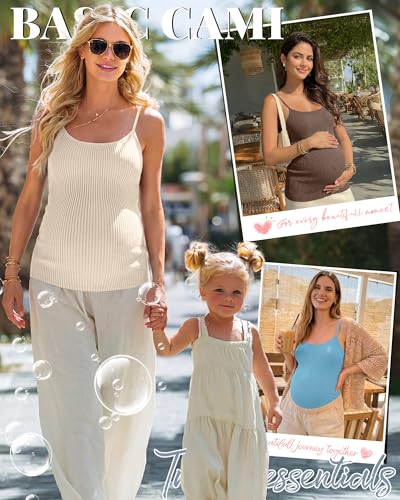 4 Pack Maternity Tank Tops - color: Blue, Purple, Cream, Brown, size: X-Large