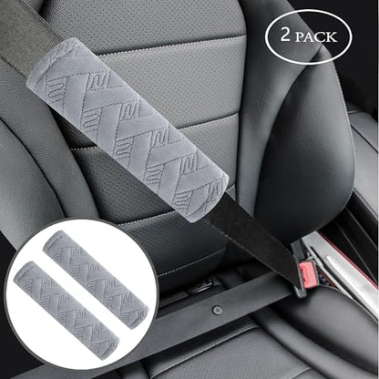Amooca 2-Pack Braid Pattern Seat Belt Covers Shoulder Pads for Car & Bag - color: Light Grey