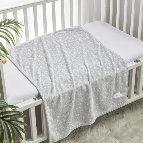 CREVENT 2Pcs 30''X40'' Cute Cozy Fluffy Warm Baby Blankets for Infants Toddlers' Bedding Crib Cot Stroller - Grey Cloud - color: Cloud X2