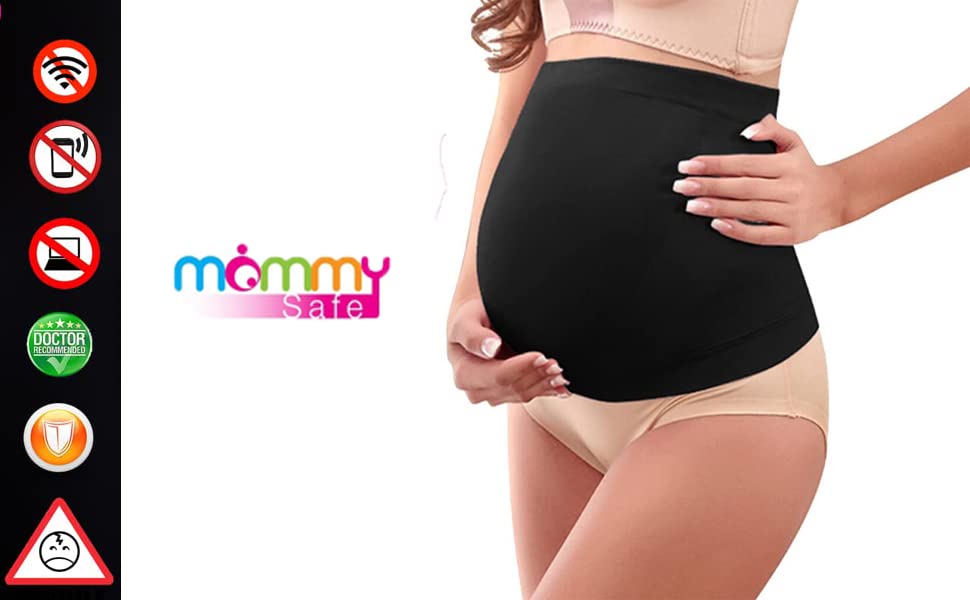 MommySafe Pregnancy Belly Support Band - RF-EMF Shielding Maternity Belly Band, Pregnancy Must Haves (Medium, Black) - size: Medium