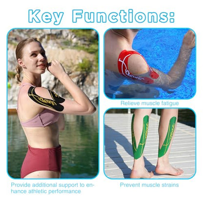 OK TAPE Kinesiology Tape Pearlescent Printed Precut 20 Strips, 2inx16.4ft - color: Black