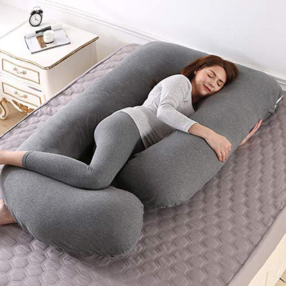 Elover U Shaped Pregnancy Pillow,Full Body Maternity Support - color: Jersey-dark Grey