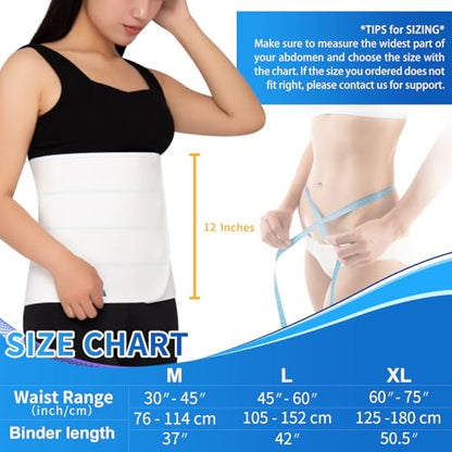 S Abdominal Binder Post Surgery for Men and Women, 12" High Postpartum Tummy Tuck Belt Provides Bariatric Stomach Compression, High Elasticity, Breathable - (60" - 75") 4 PANEL White - size: 60"-75" (XL), style: 4 Panel White