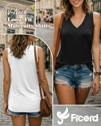 Ficerd 3 Pack Women's Nursing Tank Tops - color: Black, White, Pink, size: X-Large