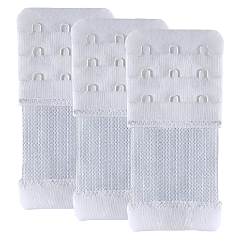 Bra Extender 3 Hook Elastic Stretchy Bra Band Extension 3pcs-Pack - color: White, 3 Hook, 0.5inch(1.3cm)