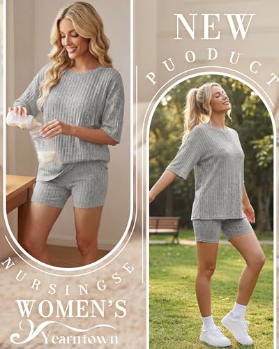Women's Nursing 2 Piece Outfit Set - color: Light Gray, size: Medium