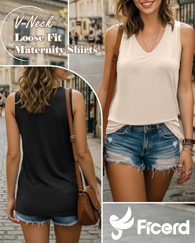 Ficerd 3 Pack Women's Nursing Tank Tops - color: Black, Dusty Green, Apricot, size: Small