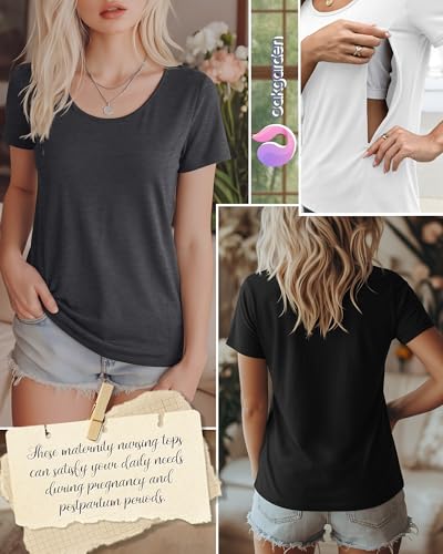 Oakgarden 4 Pack Women's Nursing Shirts - color: Black, Gray, Dark Gray, White, size: Medium