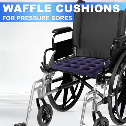 Waffle Cushion Pressure Relief, 2-Pack Inflatable Seat Cushion w/Pump, 18" - color: Purple&beige