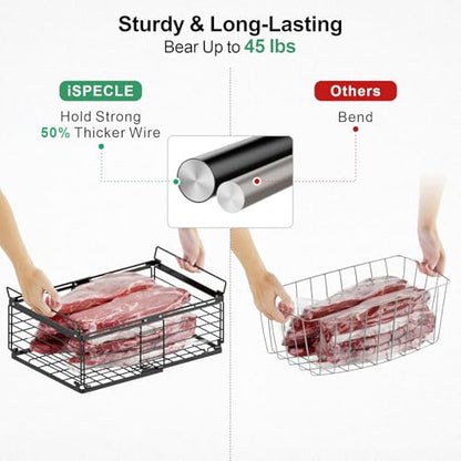 iSPECLE Freezer Organizer Bins - Adjustable Fits Chest Freezers 10-20 Cu Ft - style: 4-Pack Black