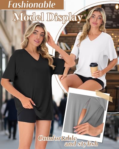 3 Pack Women's Nursing Shirts - color: Black, White, Gray, size: Small