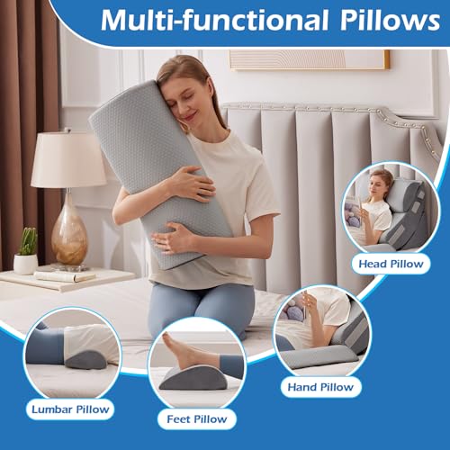 Ahpmeoa 6PCS Wedge Pillow Set for After Surgery, Sit Up Pillow, Grey - color: Grey