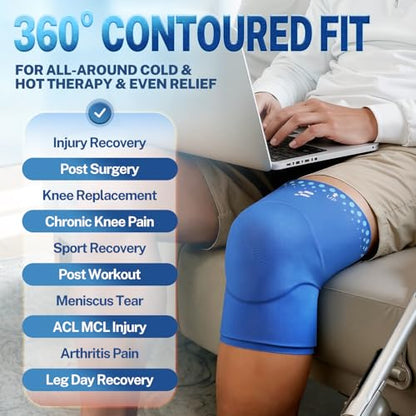 Knee Ice Pack Wrap, Long-Lasting Cold Compression for Knee Pain Recovery - size: L