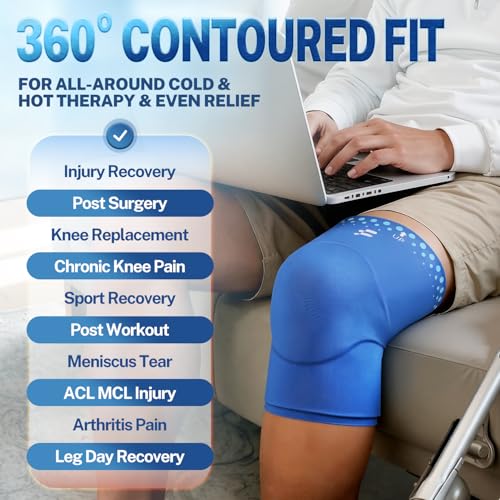 Knee Ice Pack Wrap, Long-Lasting Cold Compression for Knee Pain & Recovery - size: M
