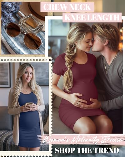 Riyiper 3 Pack Womens Maternity Short Sleeve Dresses - color: Black, Navy Blue, Wine Red, size: Small