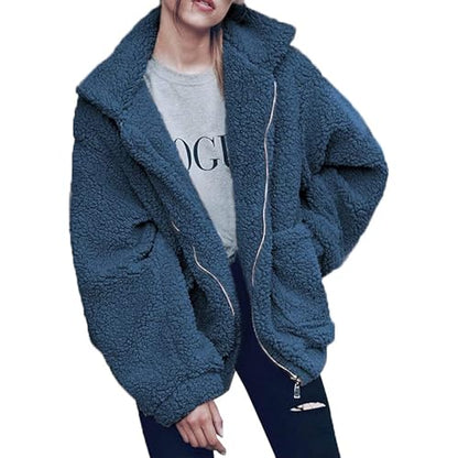 PRETTYGARDEN Women's Oversized Sherpa Fleece Coats - color: Blue, size: XX-Large