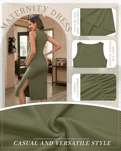 2 Pack Womens Split Long Maternity Dress - color: Army Green, Black, size: X-Large